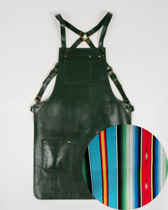 Green Leather Apron - Mexican Stripes
