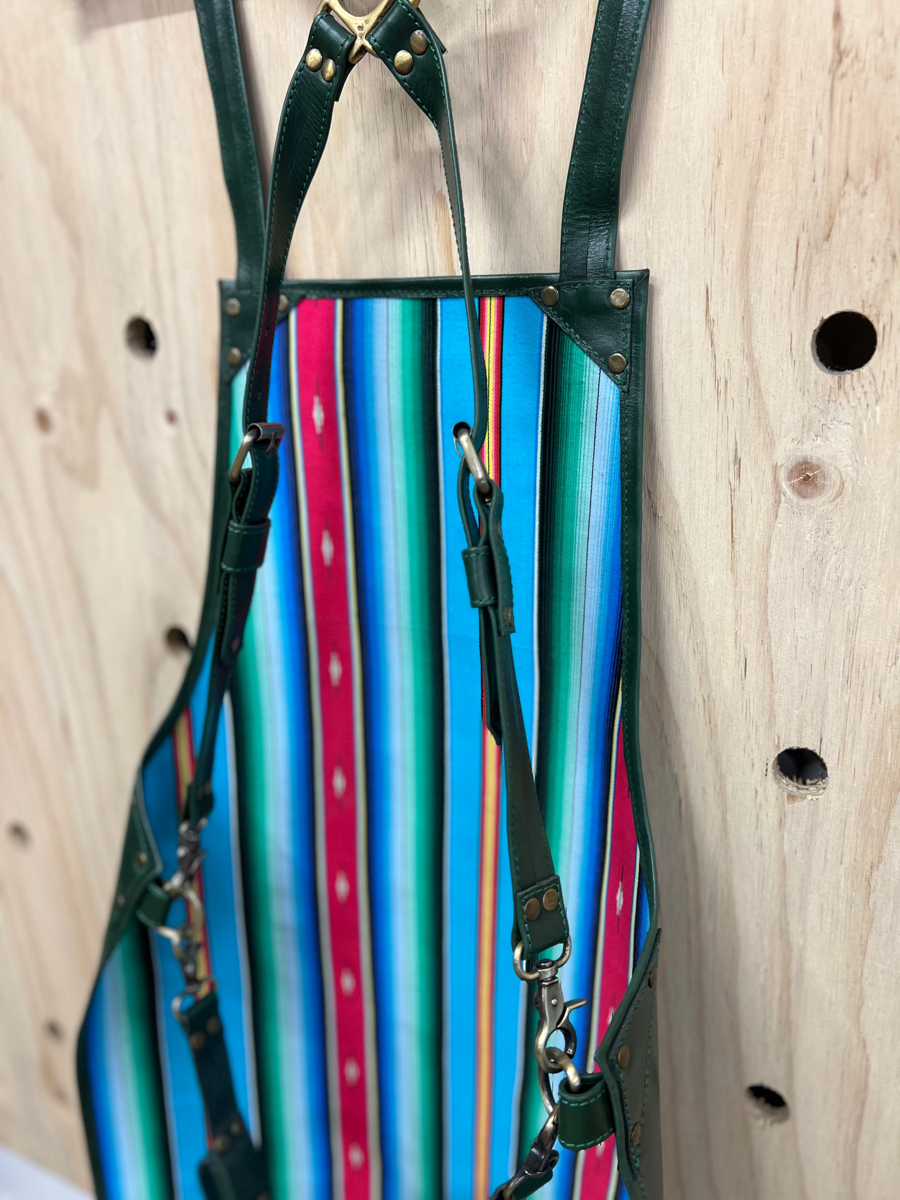 Green Leather Apron - Mexican Stripes