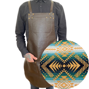 Brown Leather Apron - Green Mexian