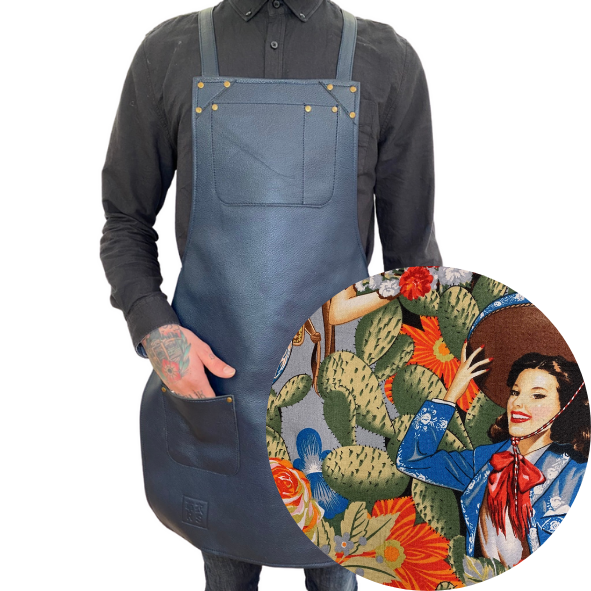 Navy Vegan Leather Apron - Cowgirl